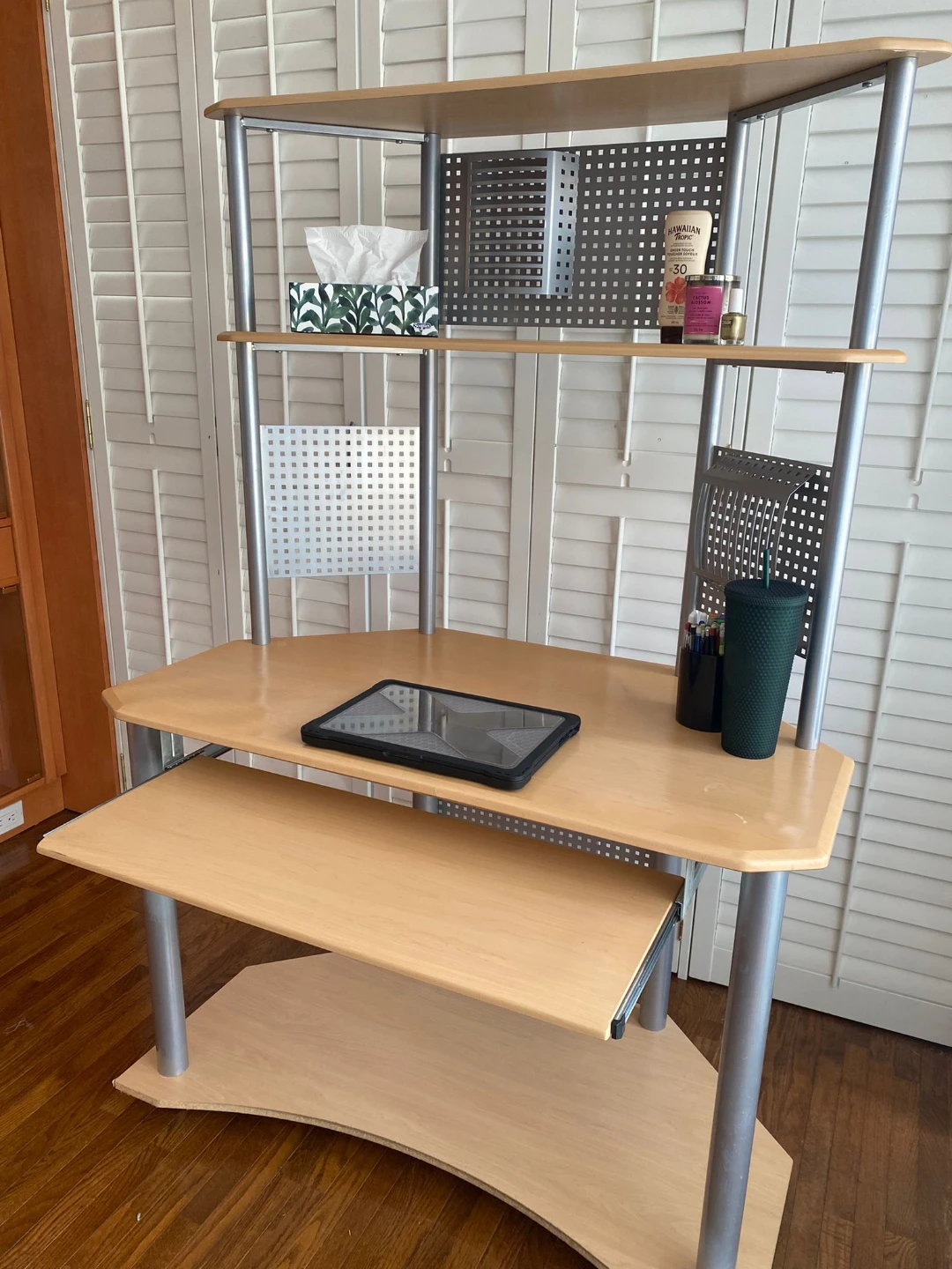 Light Wood and metal Corner Computer Desk - photo 3