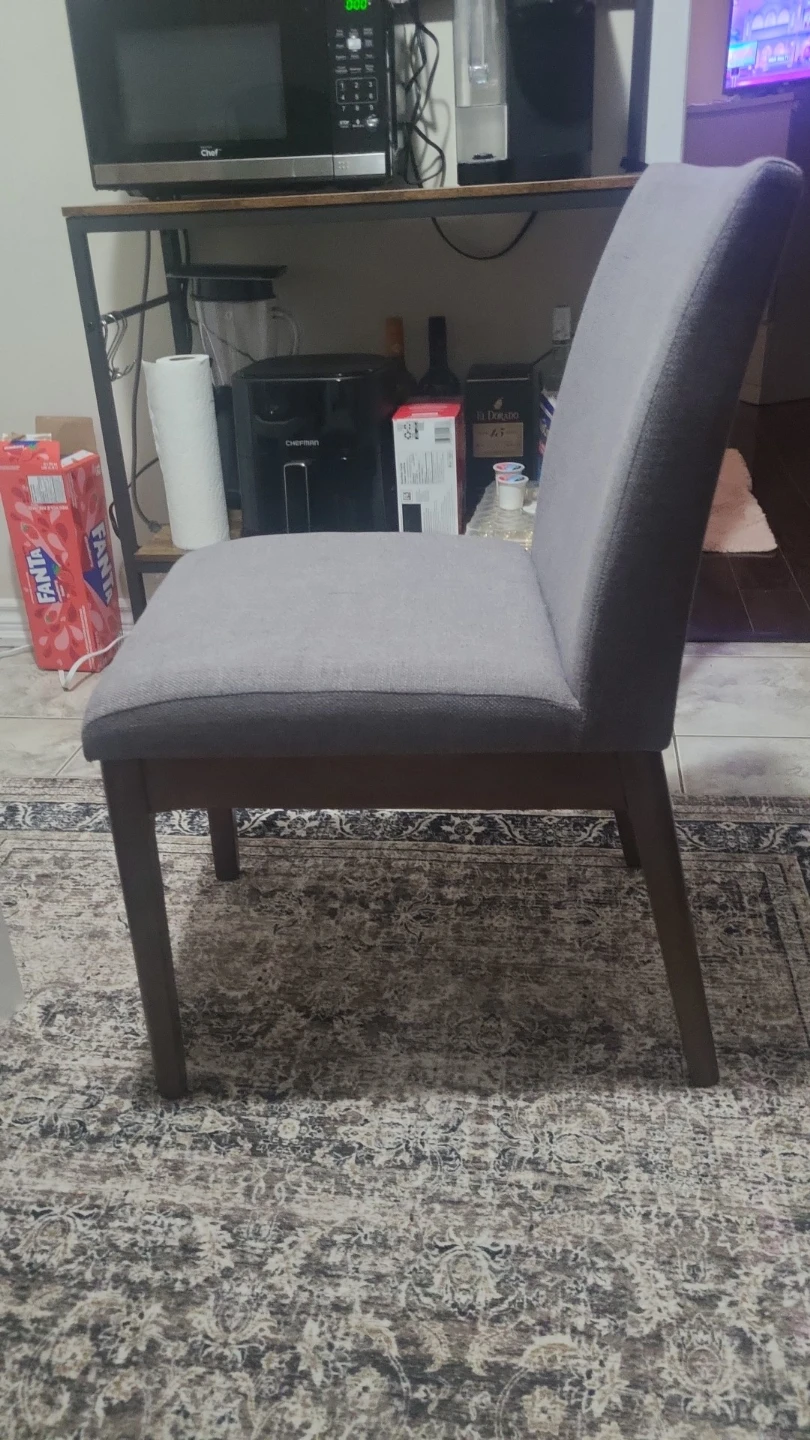 Set of 2 Grey Fabric Dining Chairs - photo 3