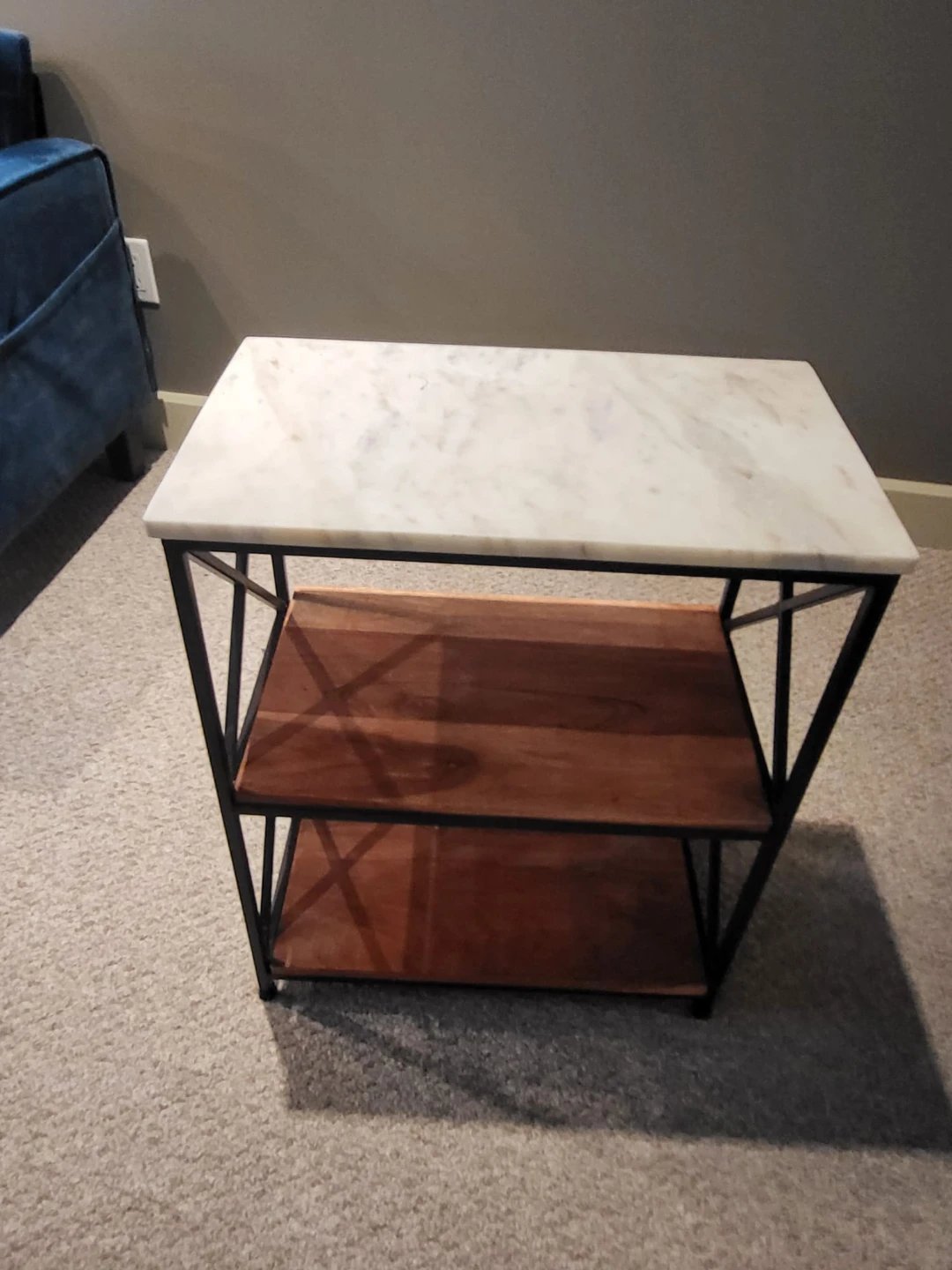 Marble and Wood Console Table and Side Table Set - photo 3