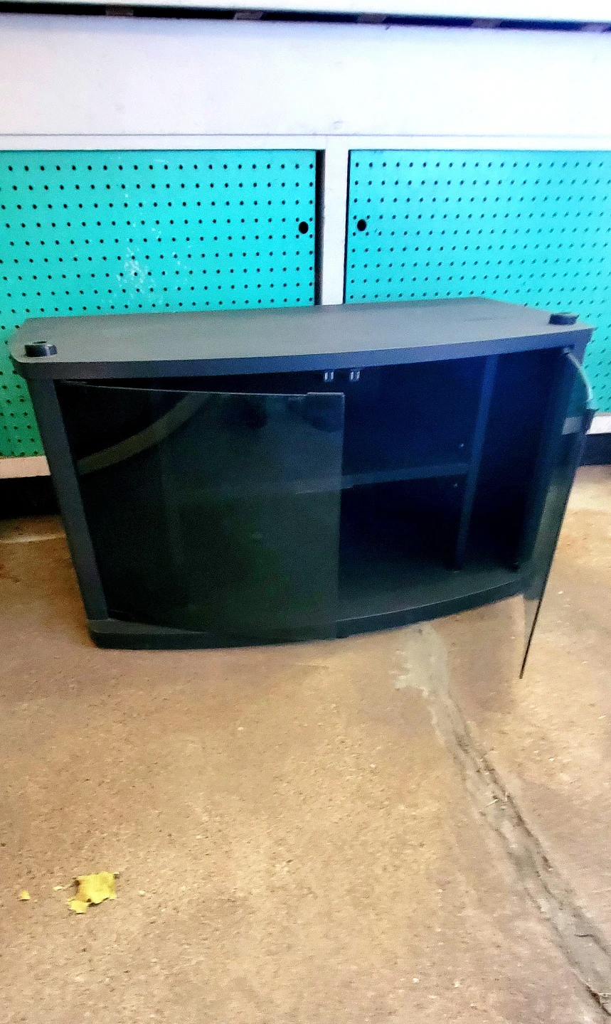 Black TV stand with glass doors - photo 2