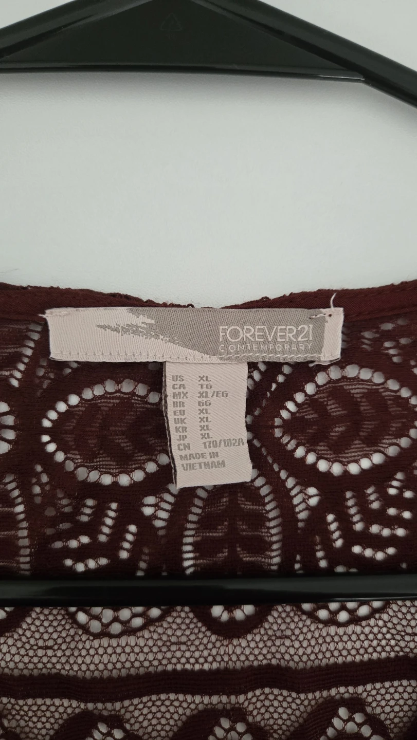 Forever 21 Burgundy Lace Detail Long Sleeve Top - photo 3