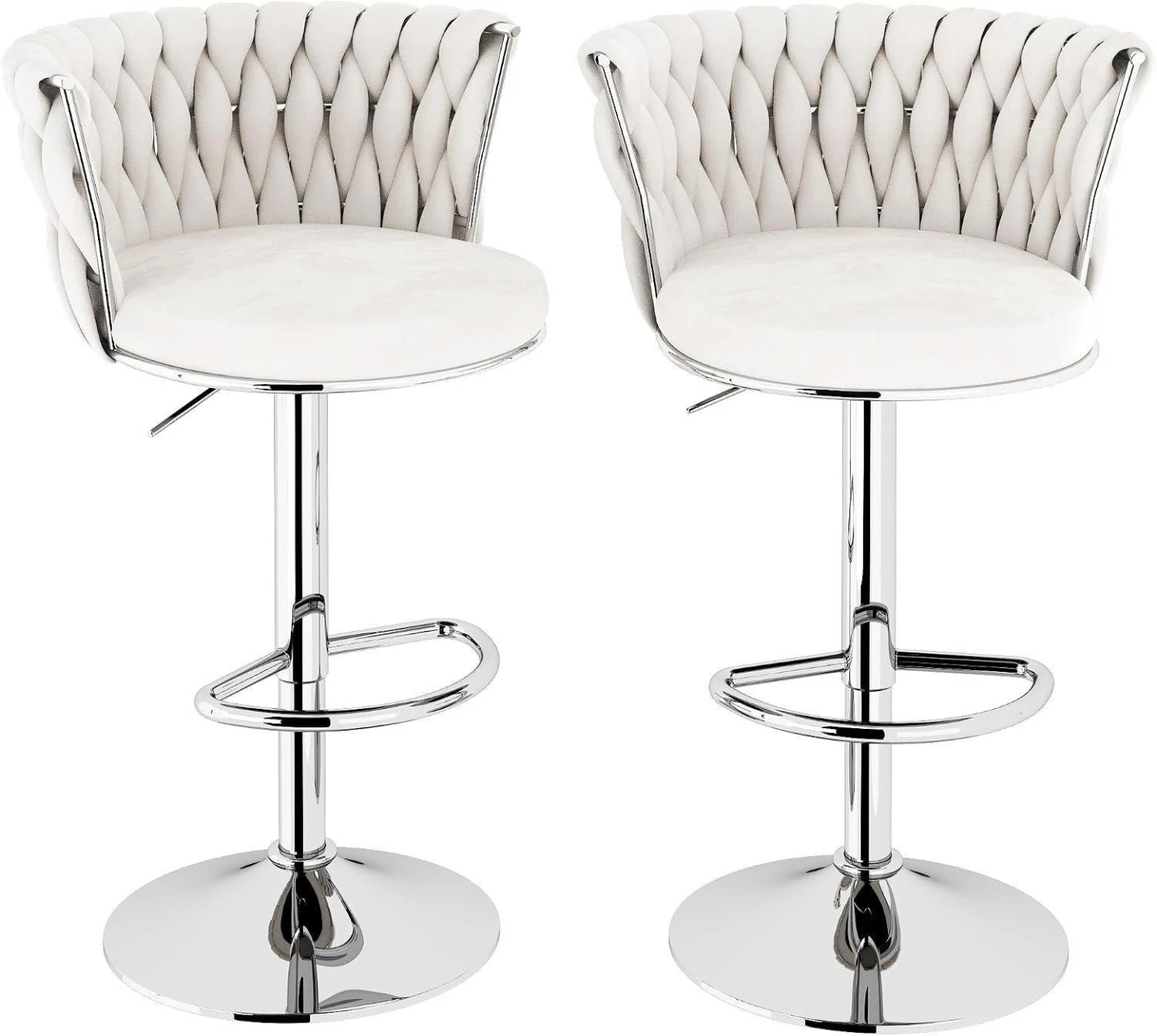 Set of 2 White Bar Stools