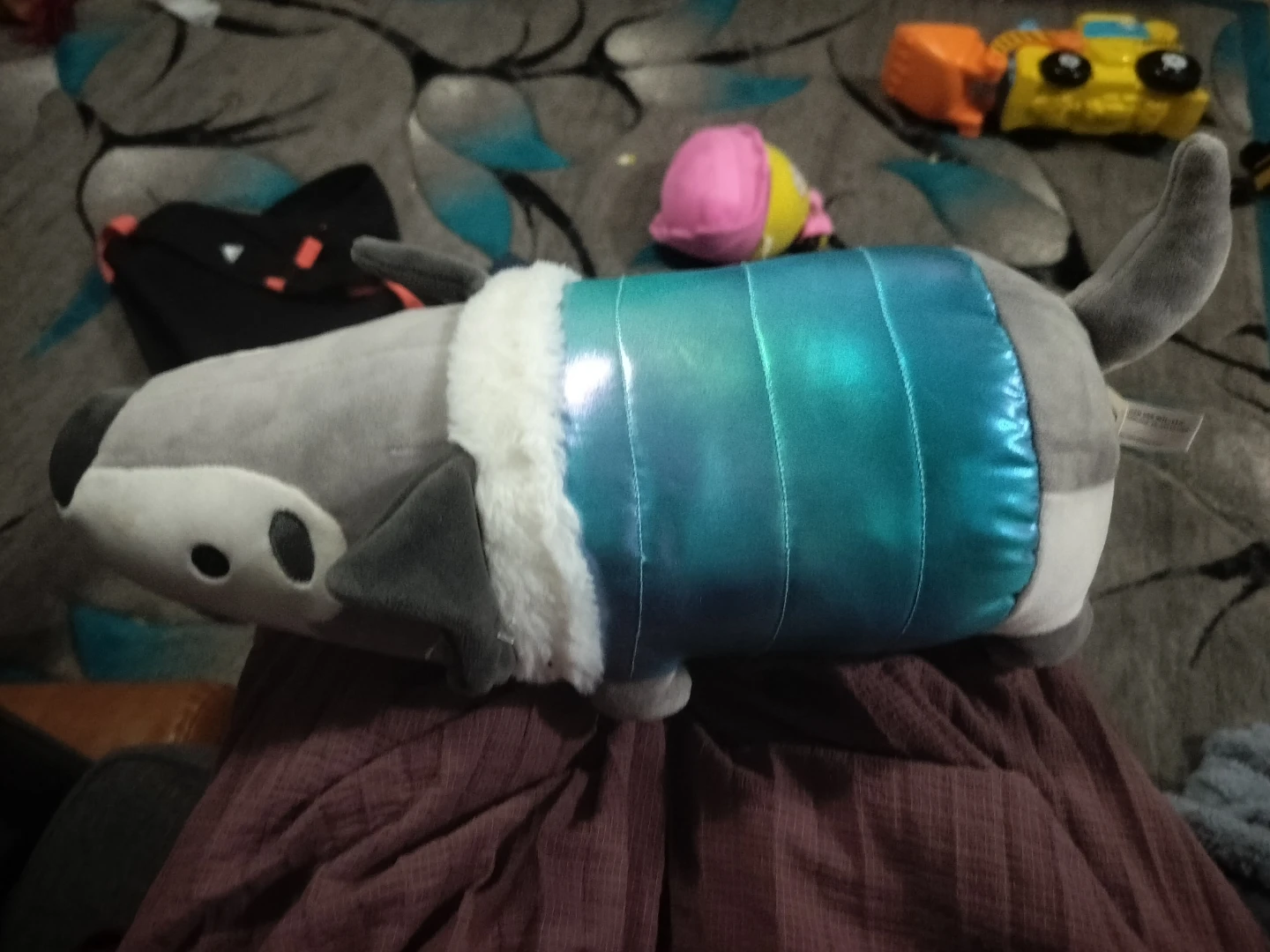 🏈 Dog Plush with Blue Puffer Jacket - photo 2