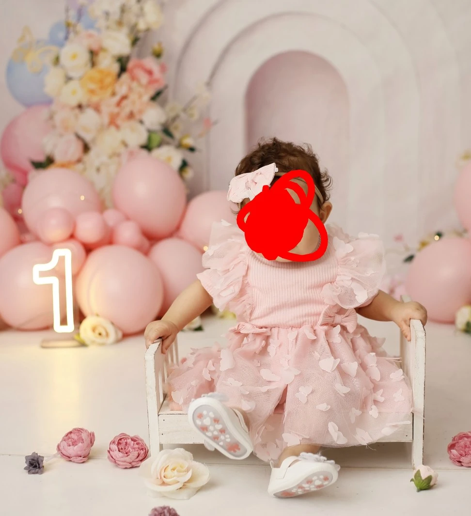 Baby Girl Pink Butterfly Baby Dress 12-18M - photo 2