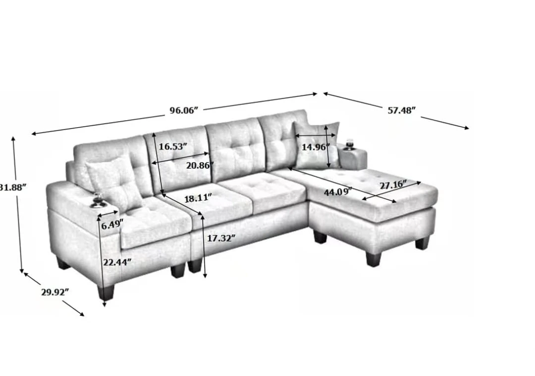 Dark Grey Sectional Sofa with Chaise - photo 2