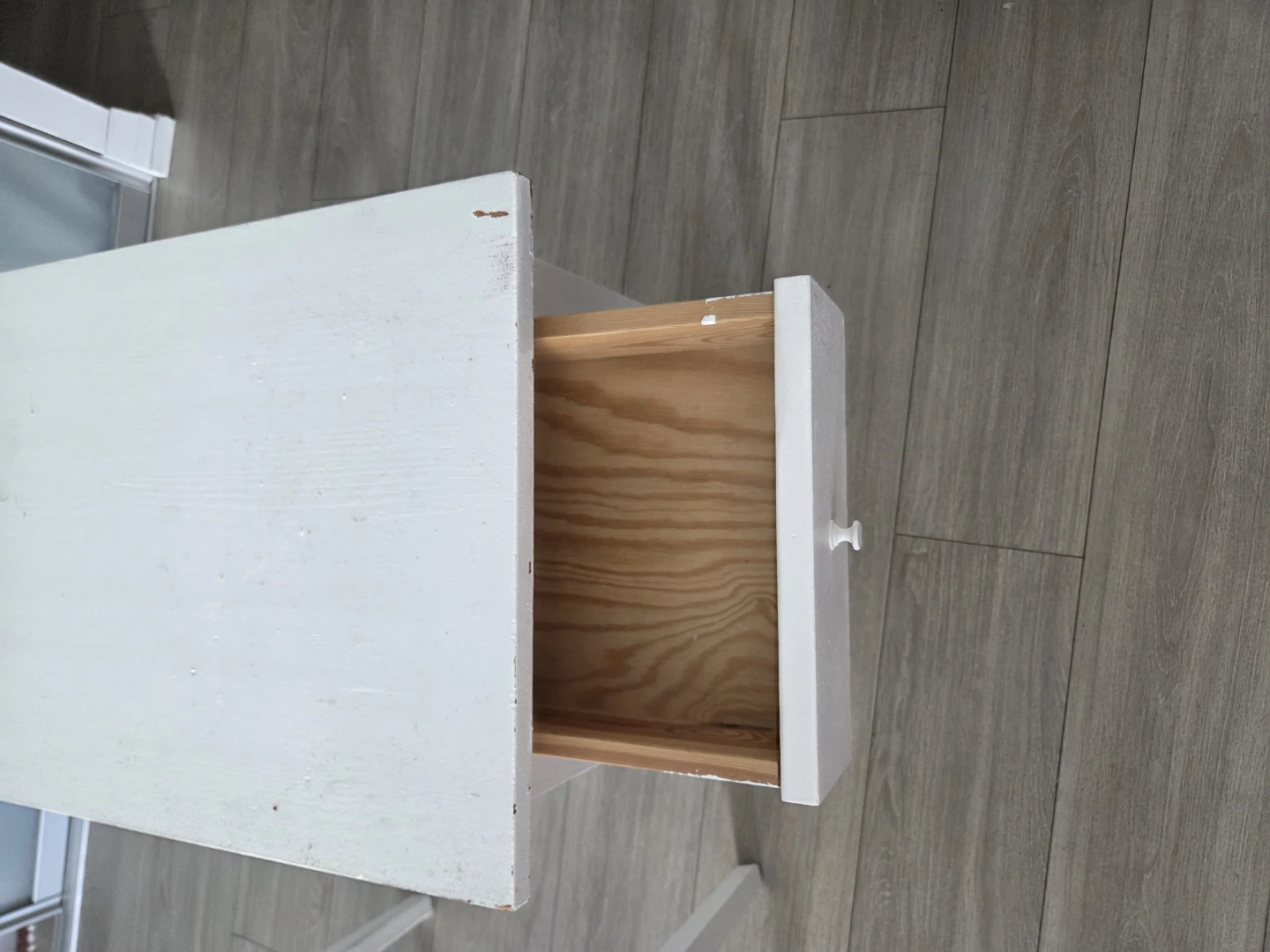 White Wooden End Table with Drawer - photo 4