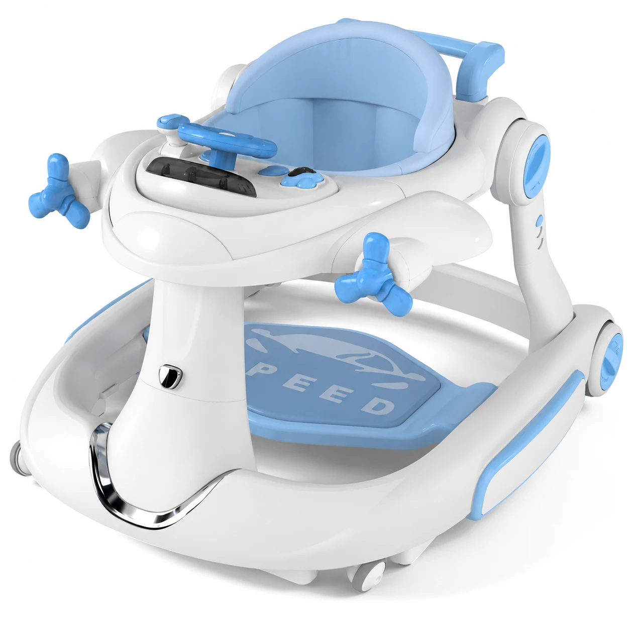 New<> Blue Airplane Baby Walker