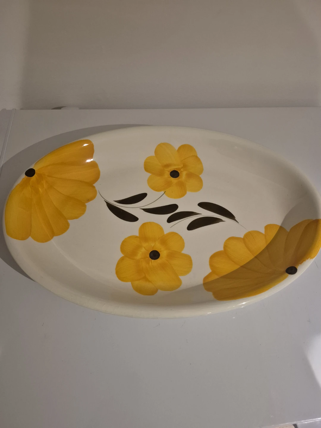 Vintage Yellow Floral Ceramic Platter