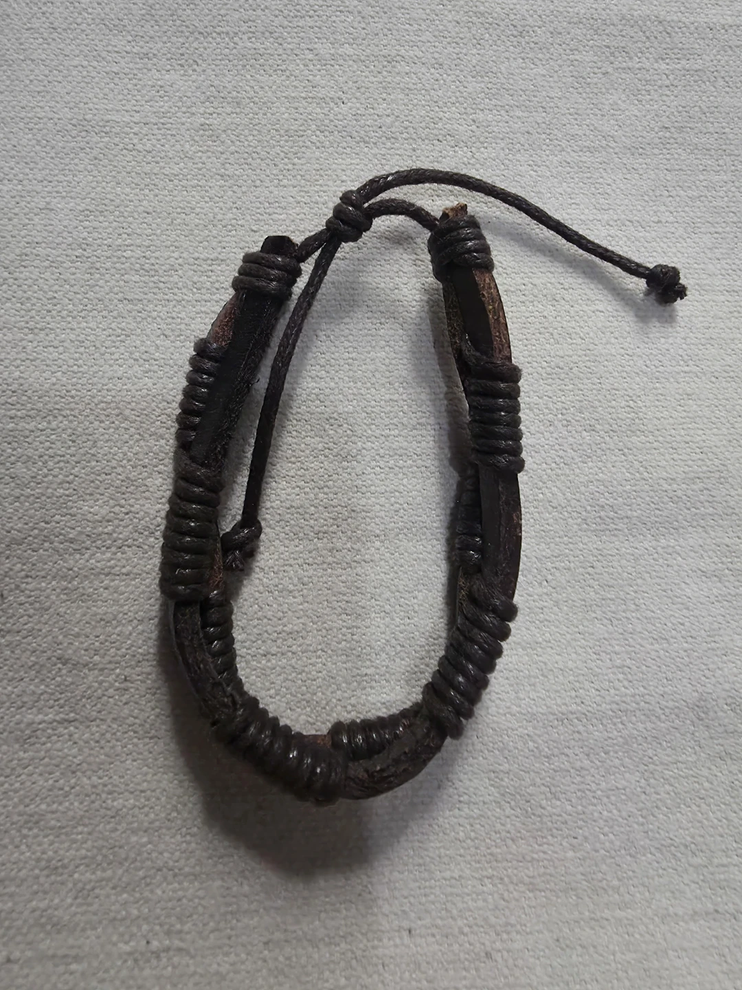 Dark Brown Cord Wrapped Leather Bracelet 🏈 - photo 2