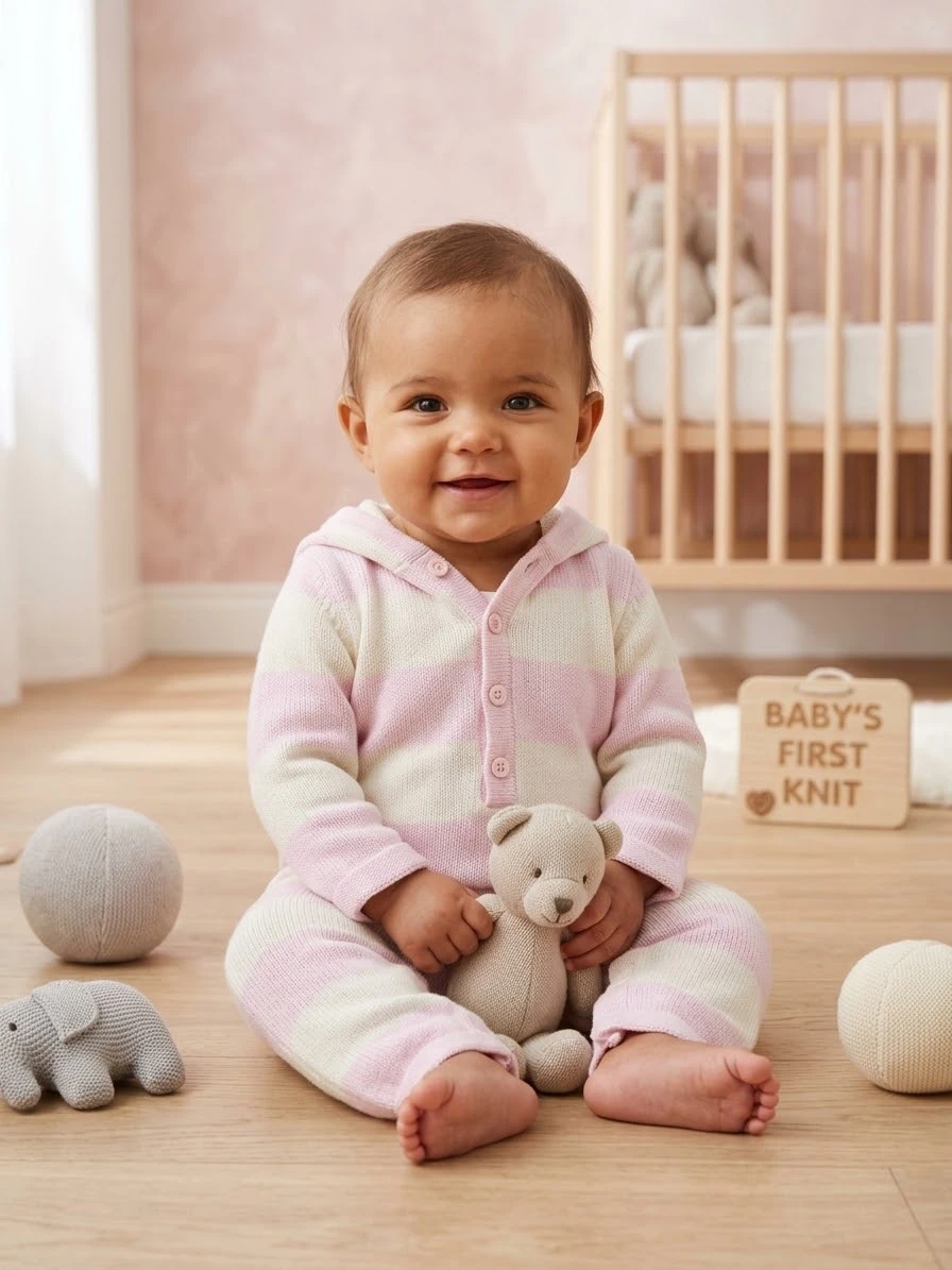 Old Navy Striped Hooded One-Piece, 6-12 Months