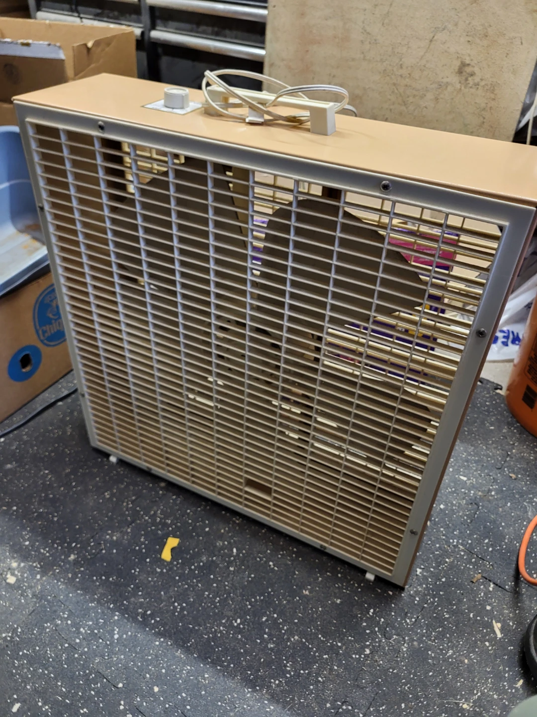 Working Beige Box Fan
