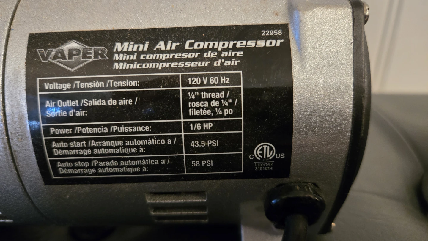 Vaper Mini Air Compressor 1/6 HP - photo 3