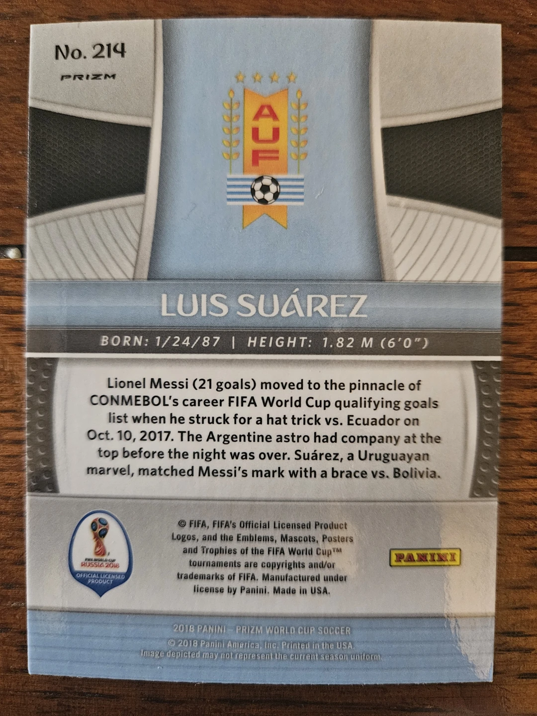 2018 Panini Prizm FIFA World Cup Luis Suarez Trading Card - photo 2