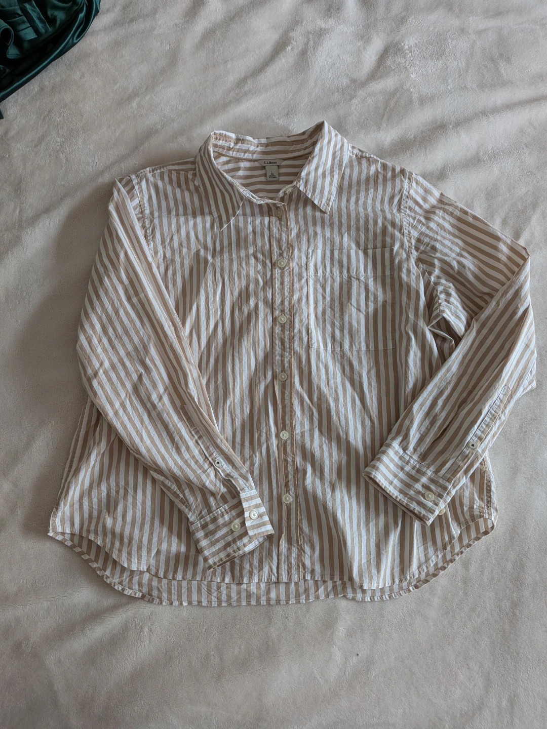 L.L.Bean Striped Button-Down Shirt, Size L Petite