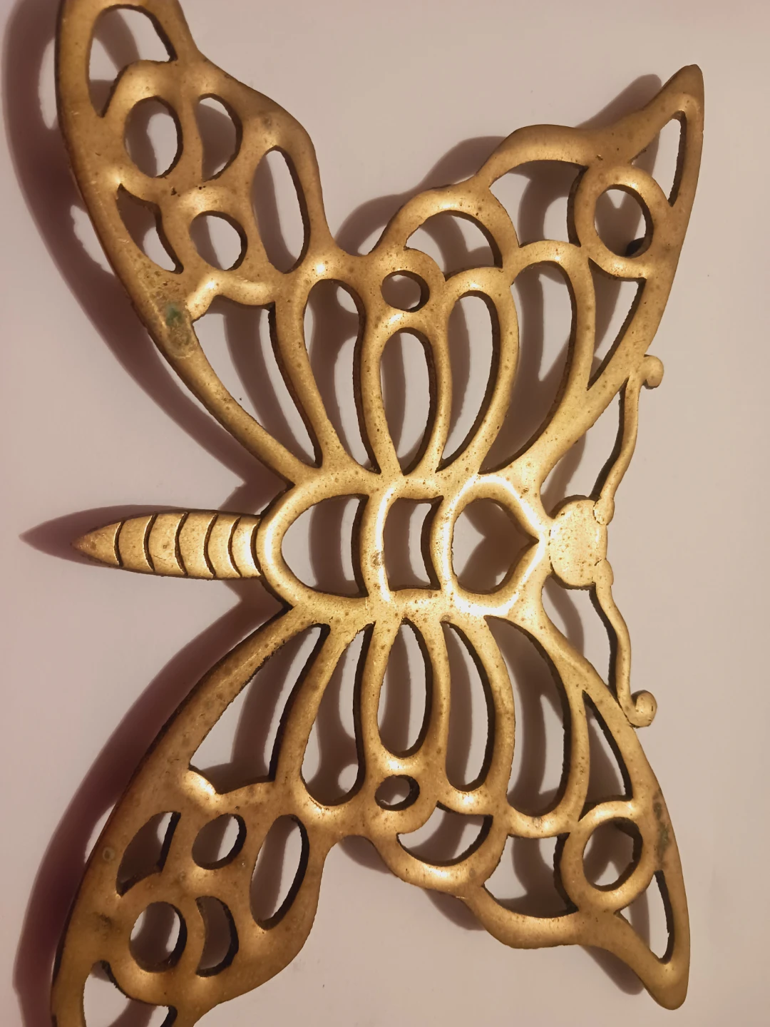 Old Vintage Brass Butterfly Trivet - photo 3