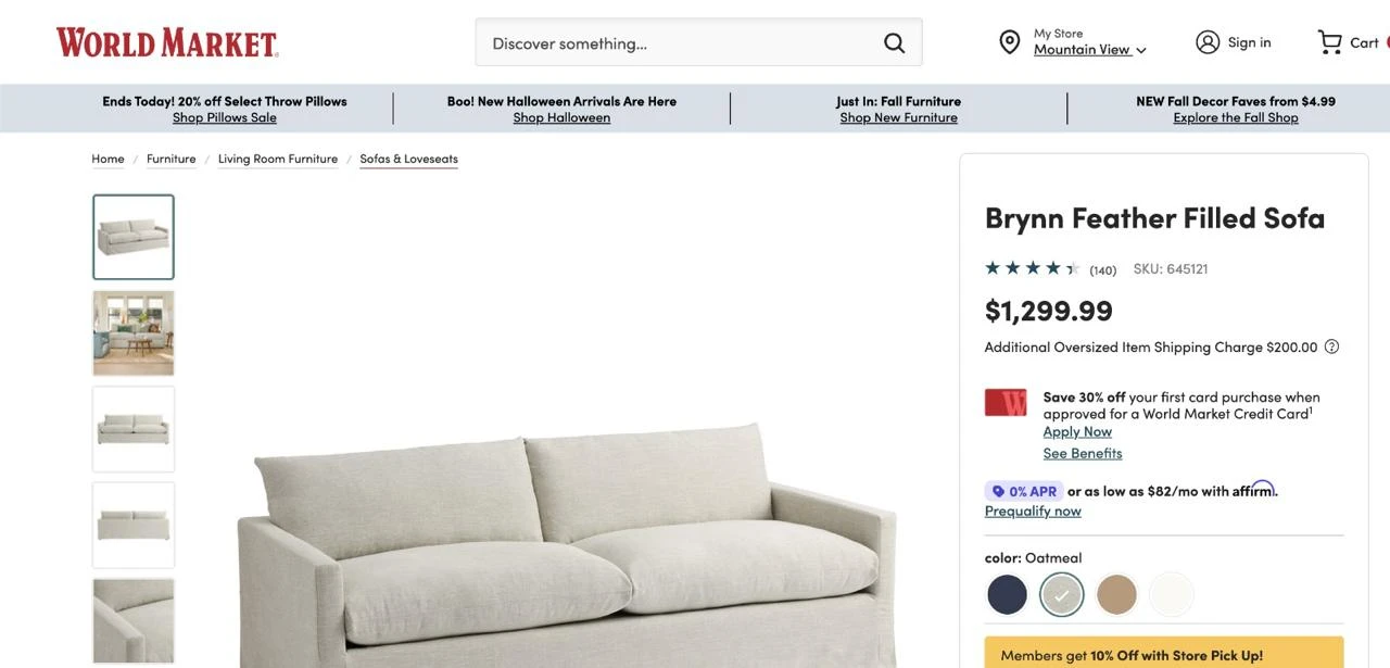 World Market Brynn Feather-Filled Sofa - photo 2