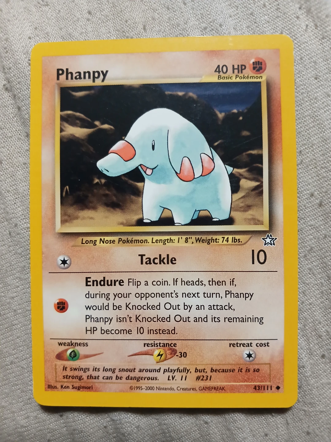 Phanpy 43/111 1995-2000 Pokemon Card