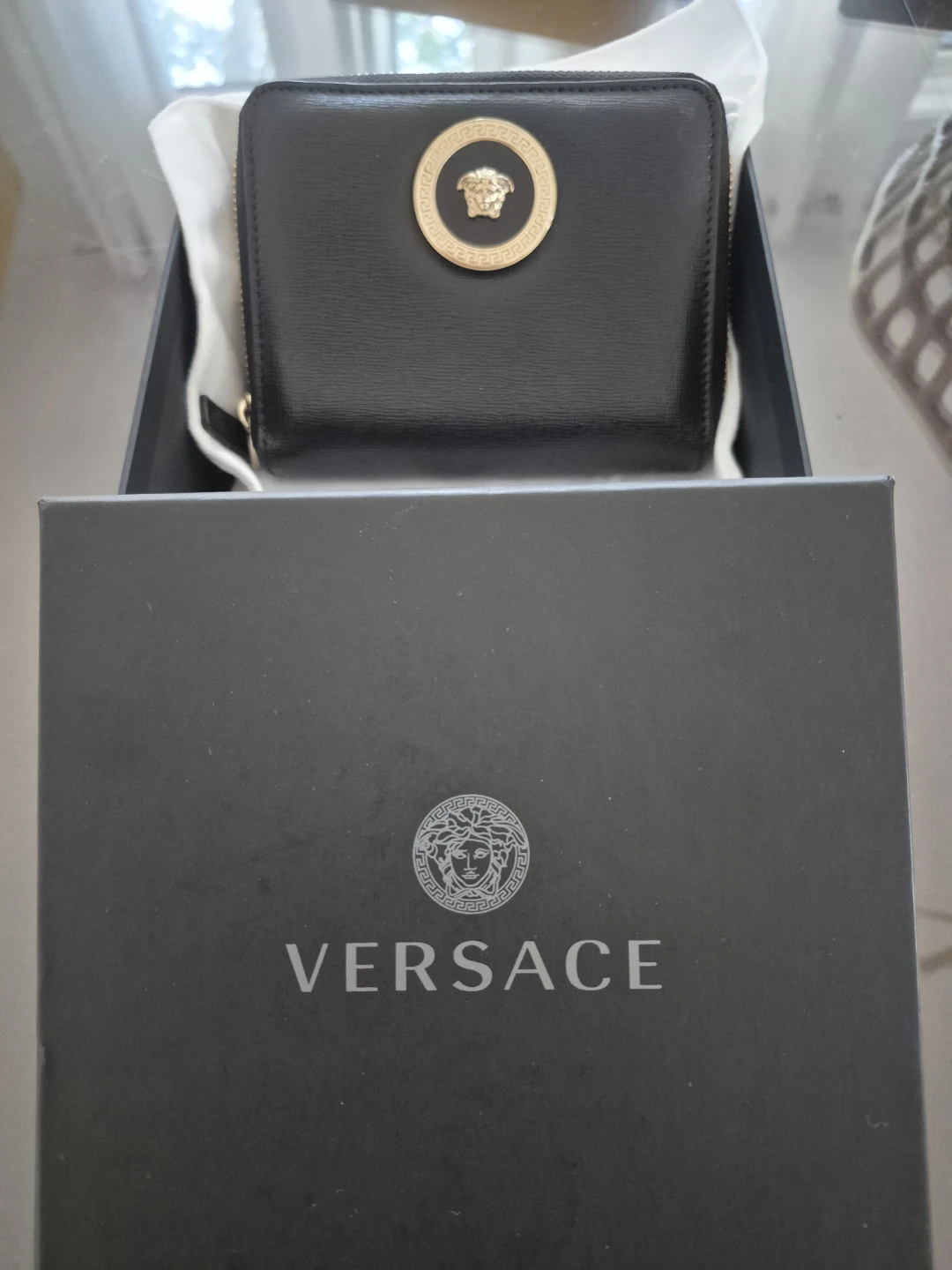 Authentic Versace Black calf Leather Wallet