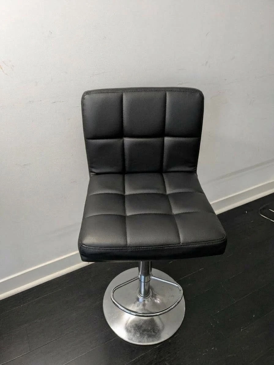 Black Quilted Adjustable Bar Stools - 2 pieces