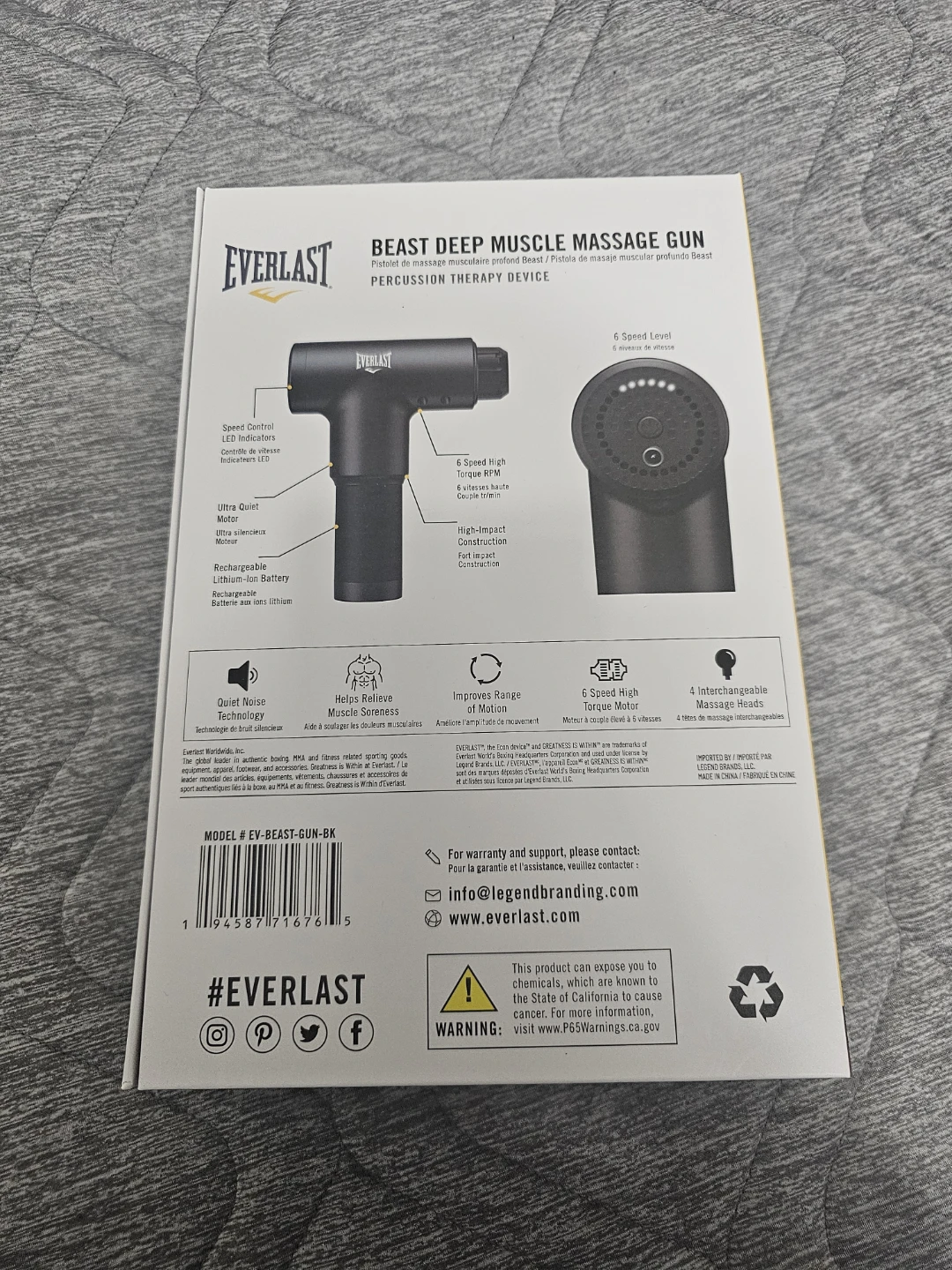 EVERLAST Beast Deep Muscle Massage Gun, Black 💪 🏈 - photo 3