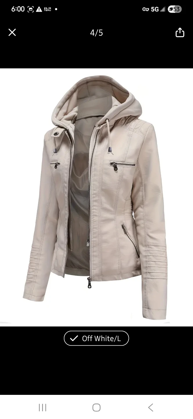 NEW (L) Women's Faux Leather Hooded Jacket - photo 5