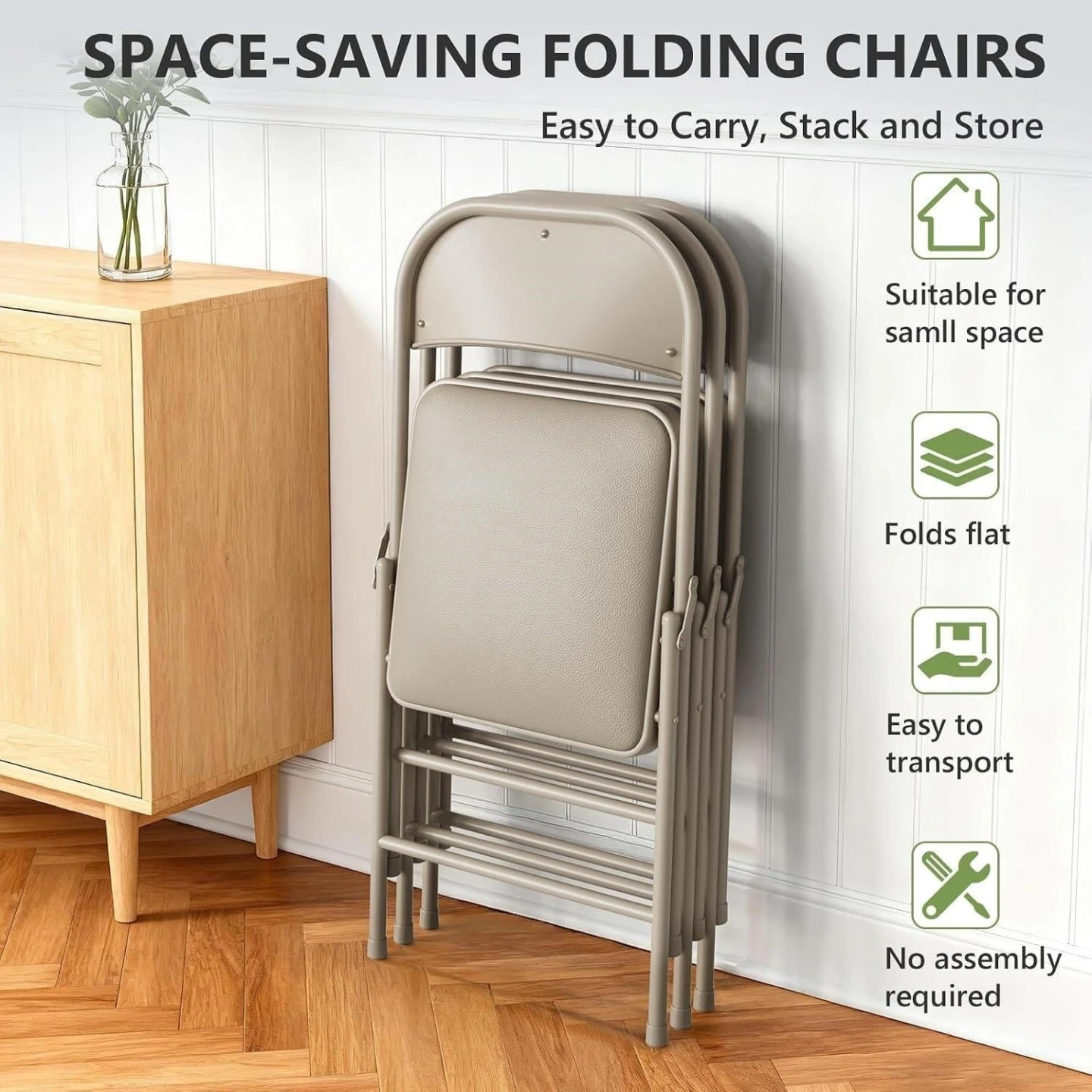 Space-saving folding chair in beige - photo 4