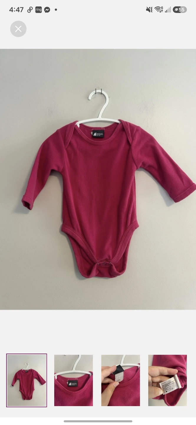 MEC Pink Fleece Baby Bodysuit