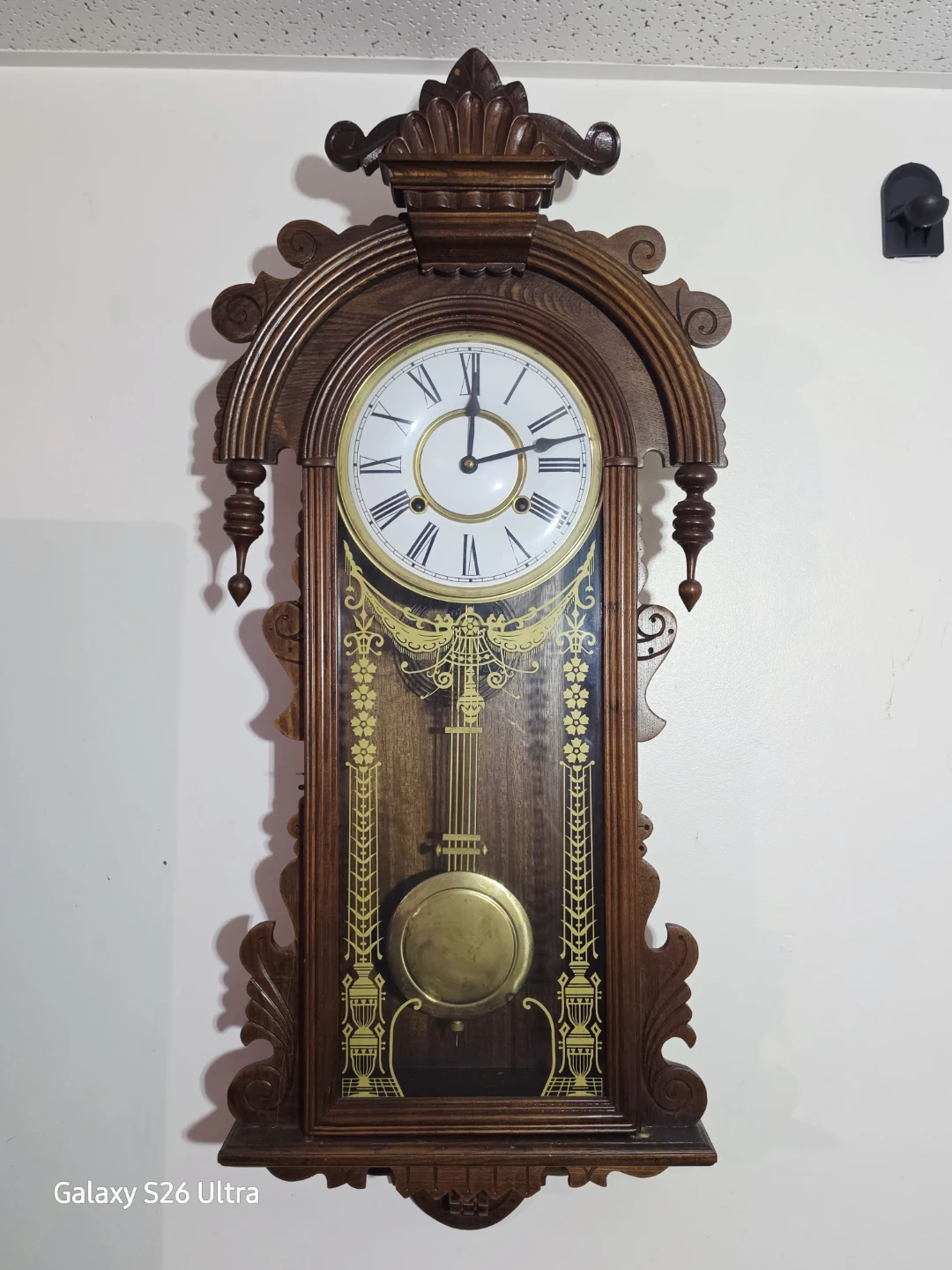 Vintage Rectangular Wall Clock Analog Roman Numerals Pendulum - photo 4