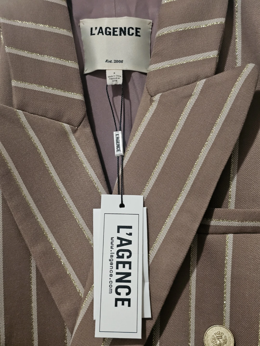L'AGENCE Striped Double-Breasted Blazer - photo 4