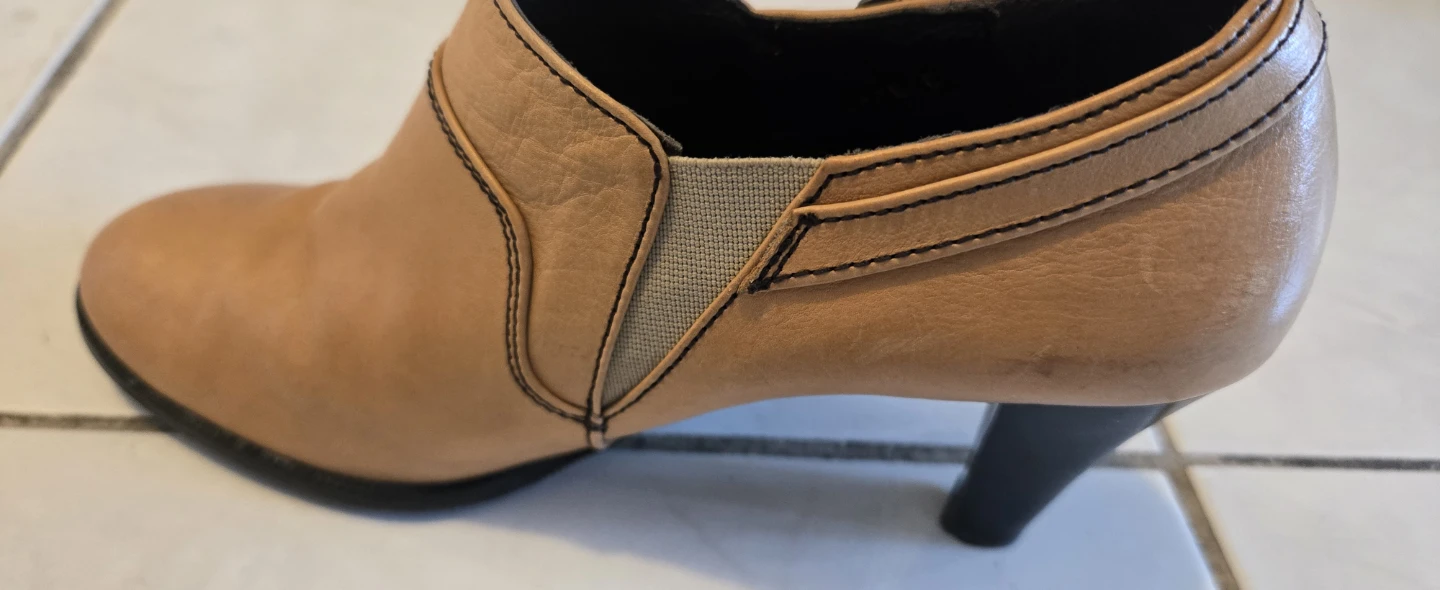 ELCANTO Tan Leather Heeled Ankle Boots Size 240 - photo 5