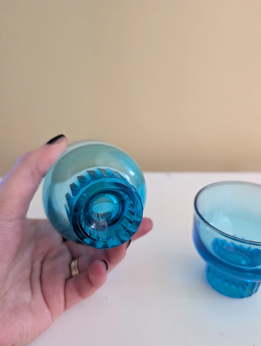 VINTAGE BLUE FLUTED GLASSES - photo 4