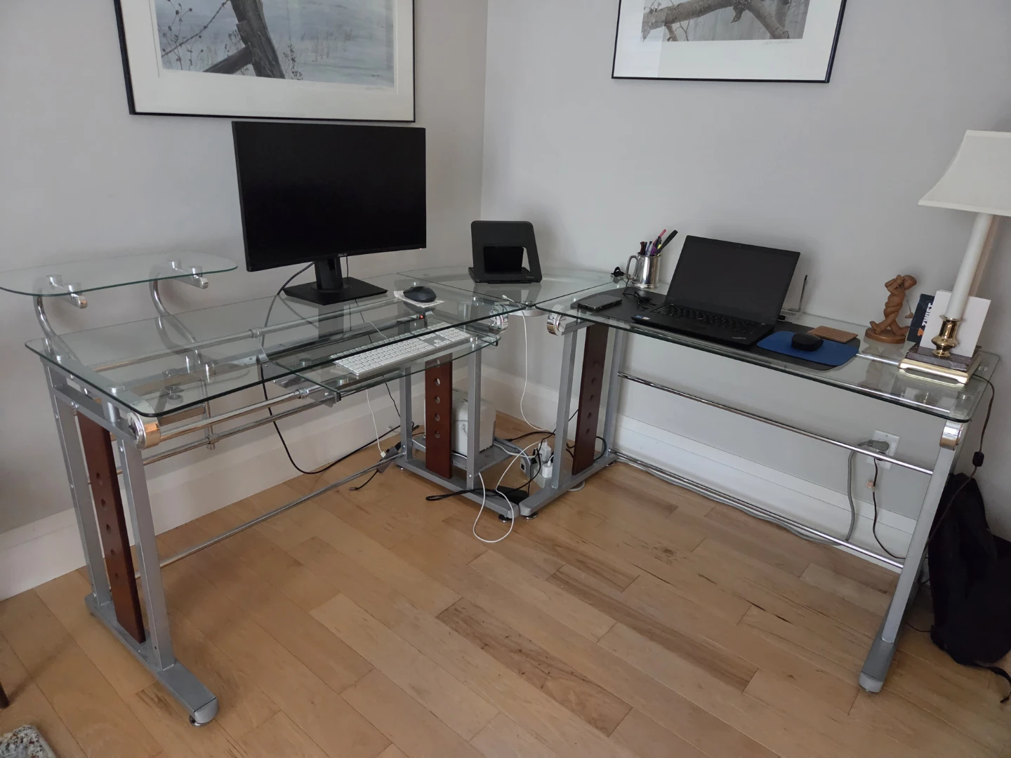 Corner Glass/Chrome Desk