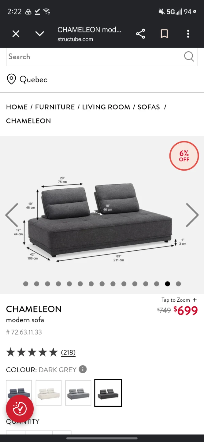 Structube Chameleon Modern Sofa - photo 5