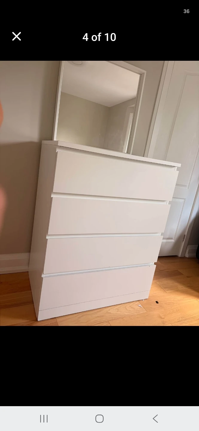 White 4-Drawer Dresser with Mirror - photo 3