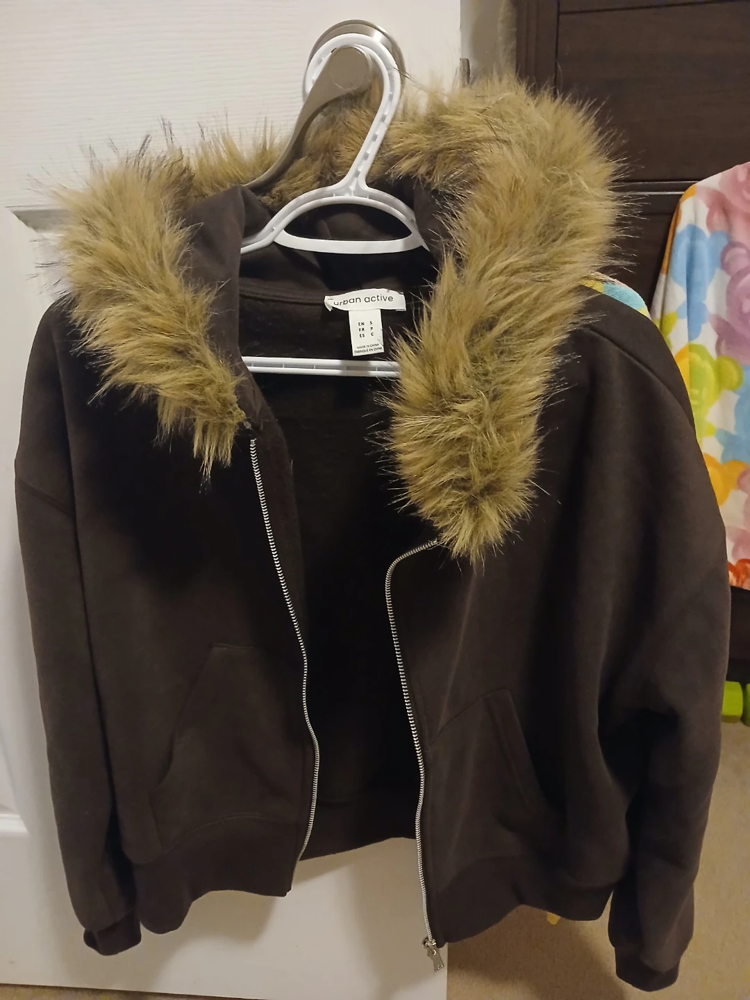Urban planet Brown Fleece Fur hoodie