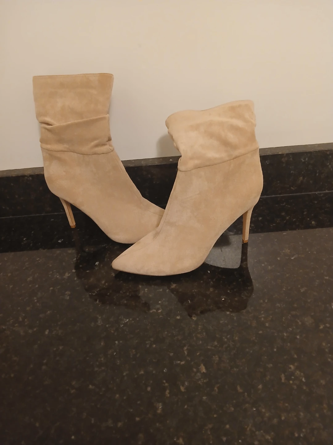 Beige Suede Ankle Boots Size 11