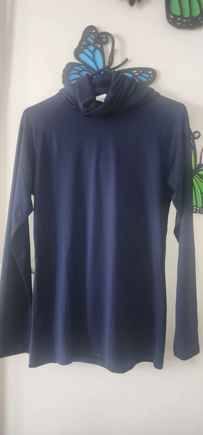 Navy Blue Long Sleeve Hooded Shirt - photo 4