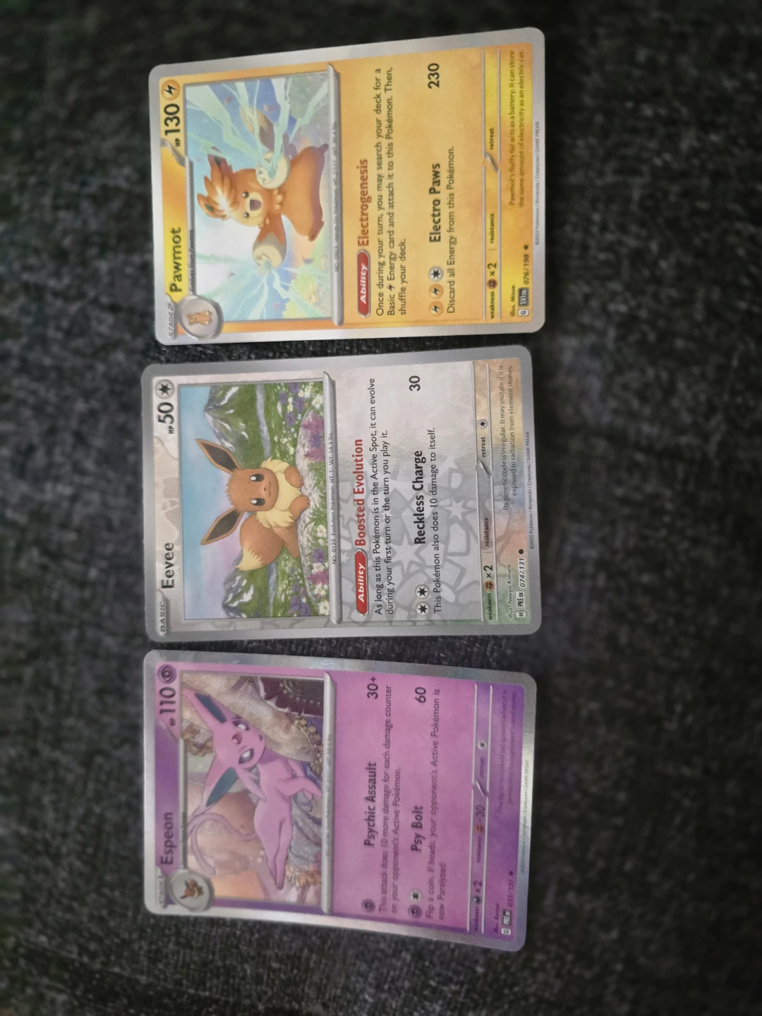 Set of 3 Pokemon Trading Cards