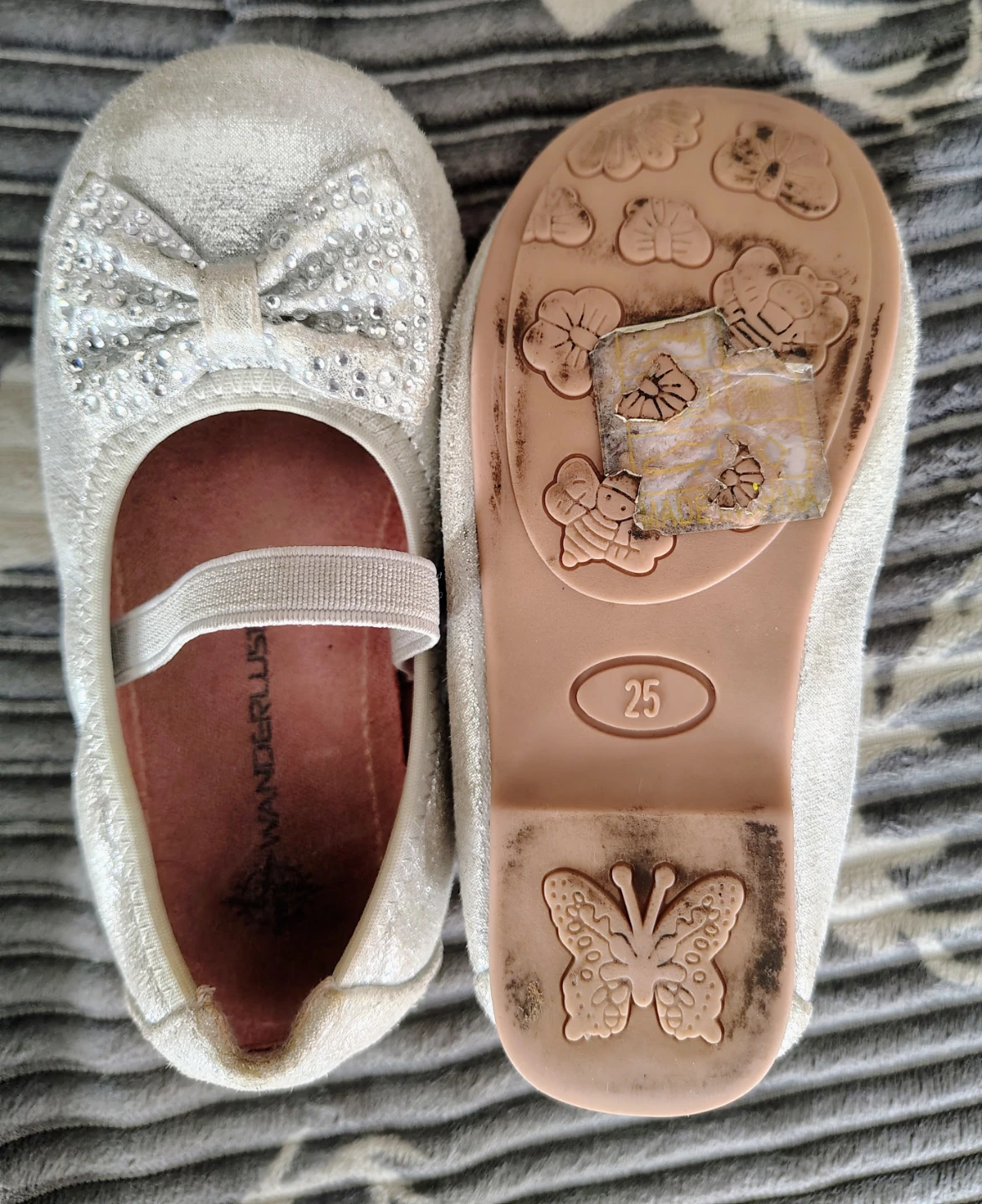 Sz 7 Wanderlust Silver Sparkle Dress Flats Size 25 - photo 4