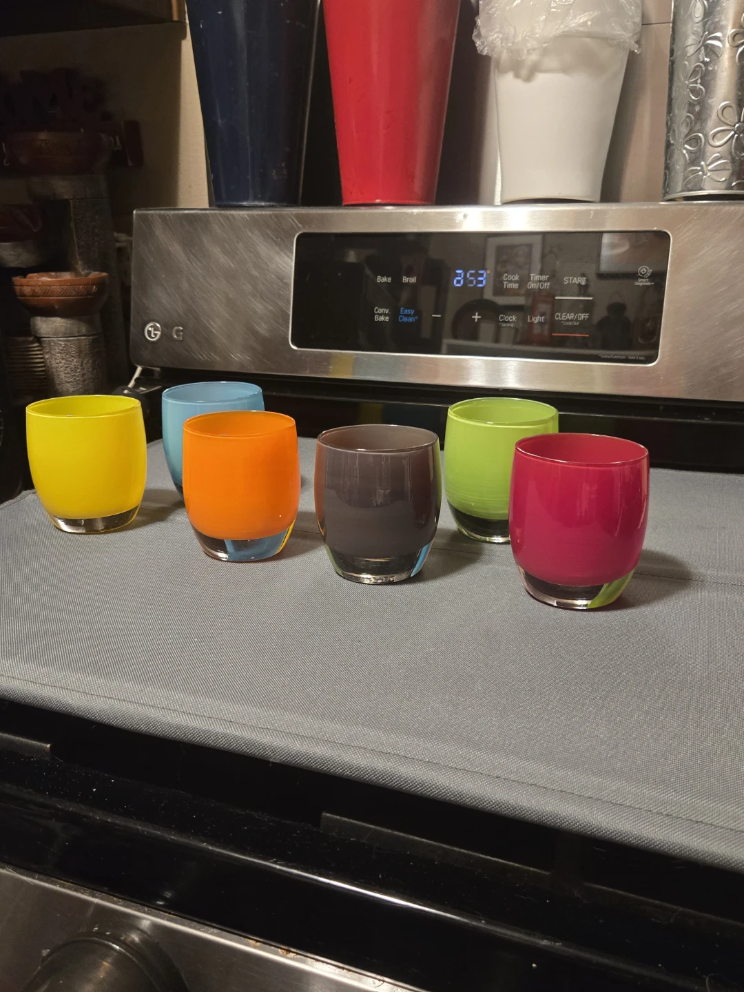 Hand-Blown Rainbow Art Glass Tumbler Cups (Set of 6) - photo 4