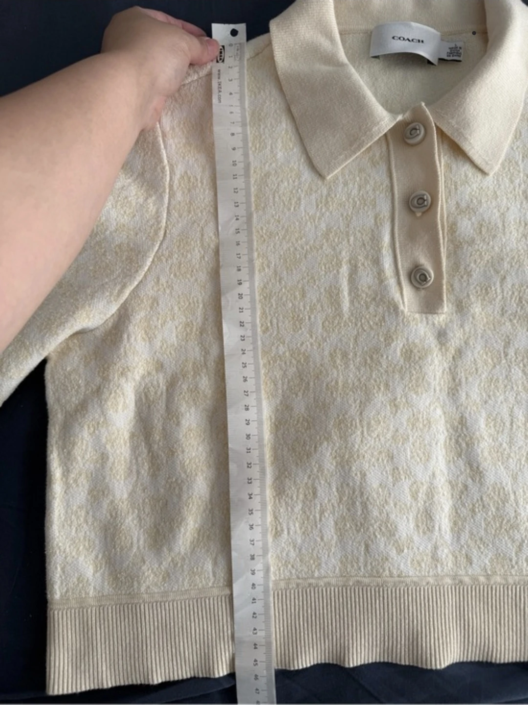 Coach Cream Jacquard Polo Sweater Top 🏈 - photo 4