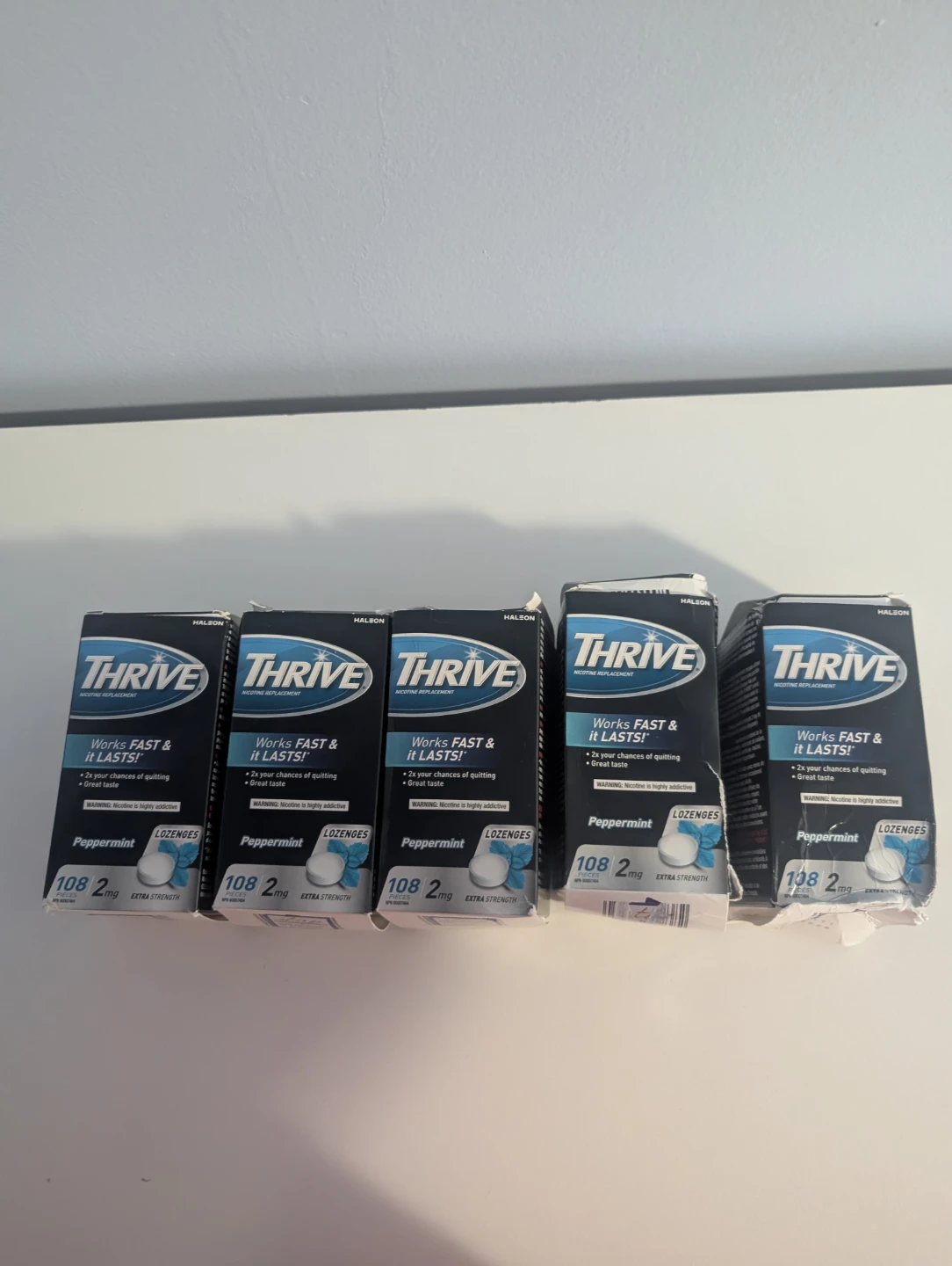 5 Boxes Thrive Nicotine Lozenges 2mg Peppermint