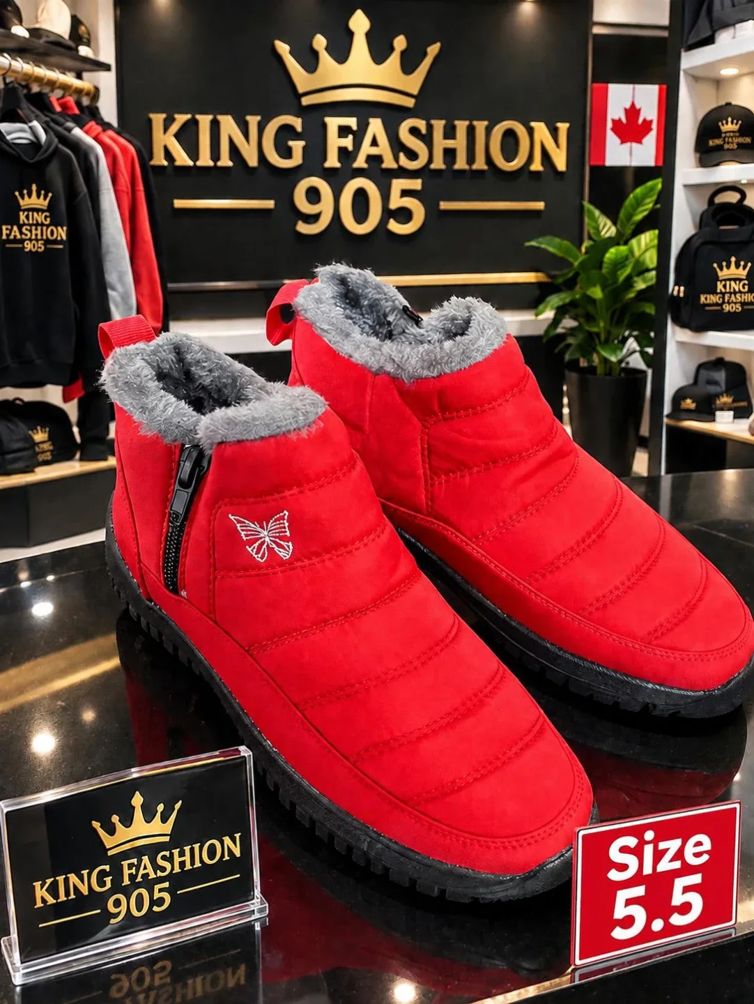 King Fashion 905 Red Ankle Boots Size 5.5