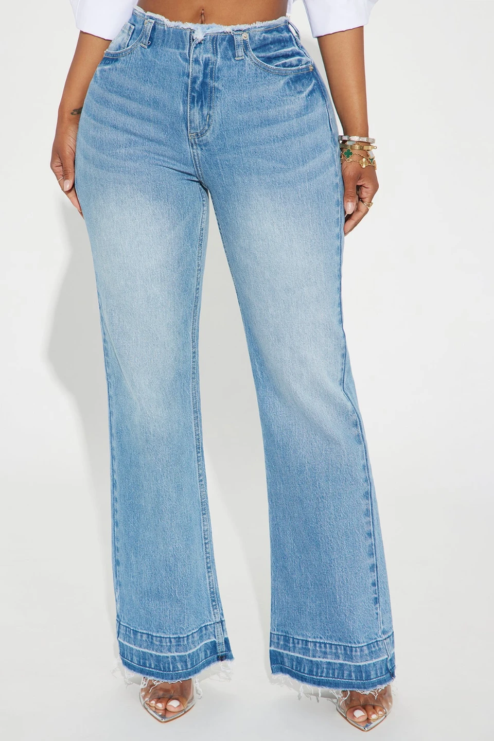 Fashion Nova Wide Leg Jeans Light Wash