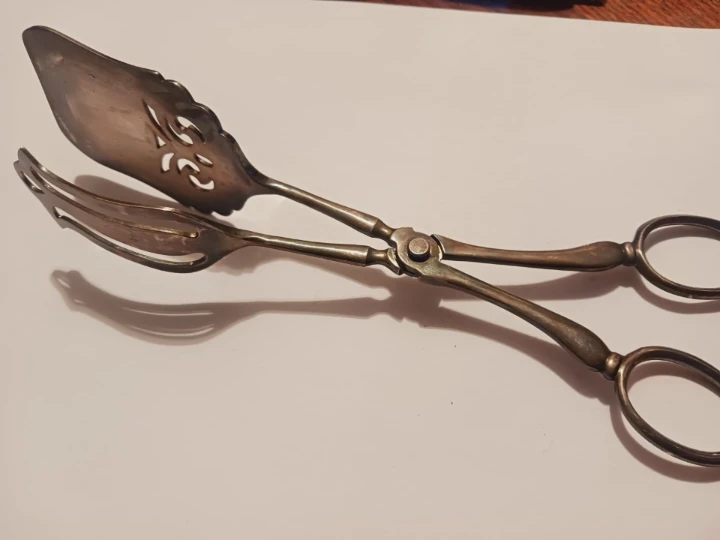 Antique Silver Cake Serving Tongs