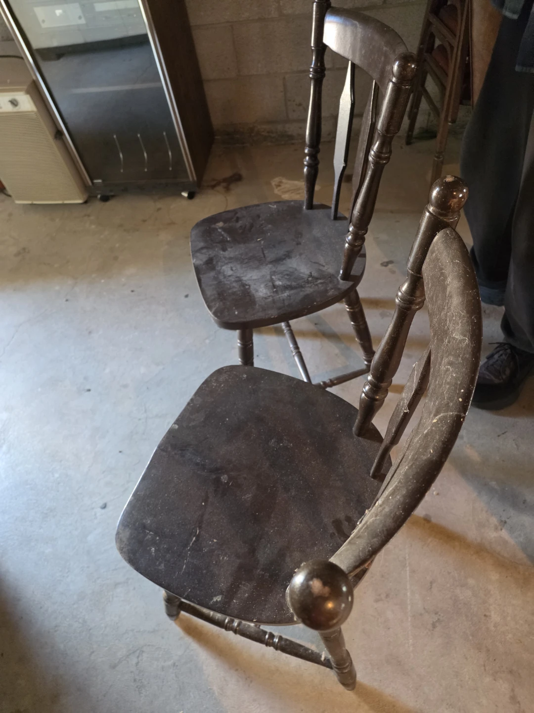 Set of Two Dark Wood Spindle Back Chairs - photo 2
