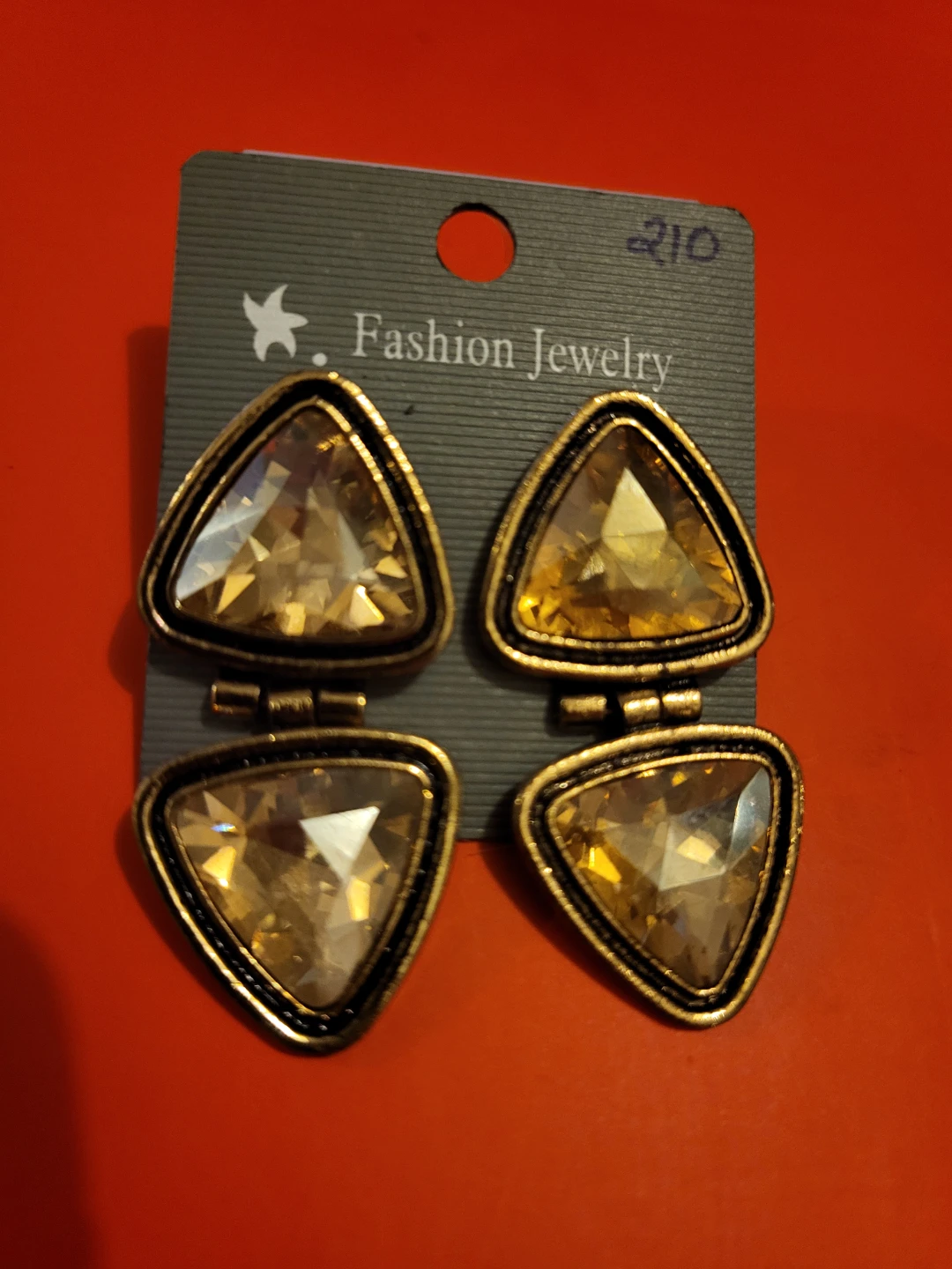 Pair of vintage look, geometric, gemstone earrings