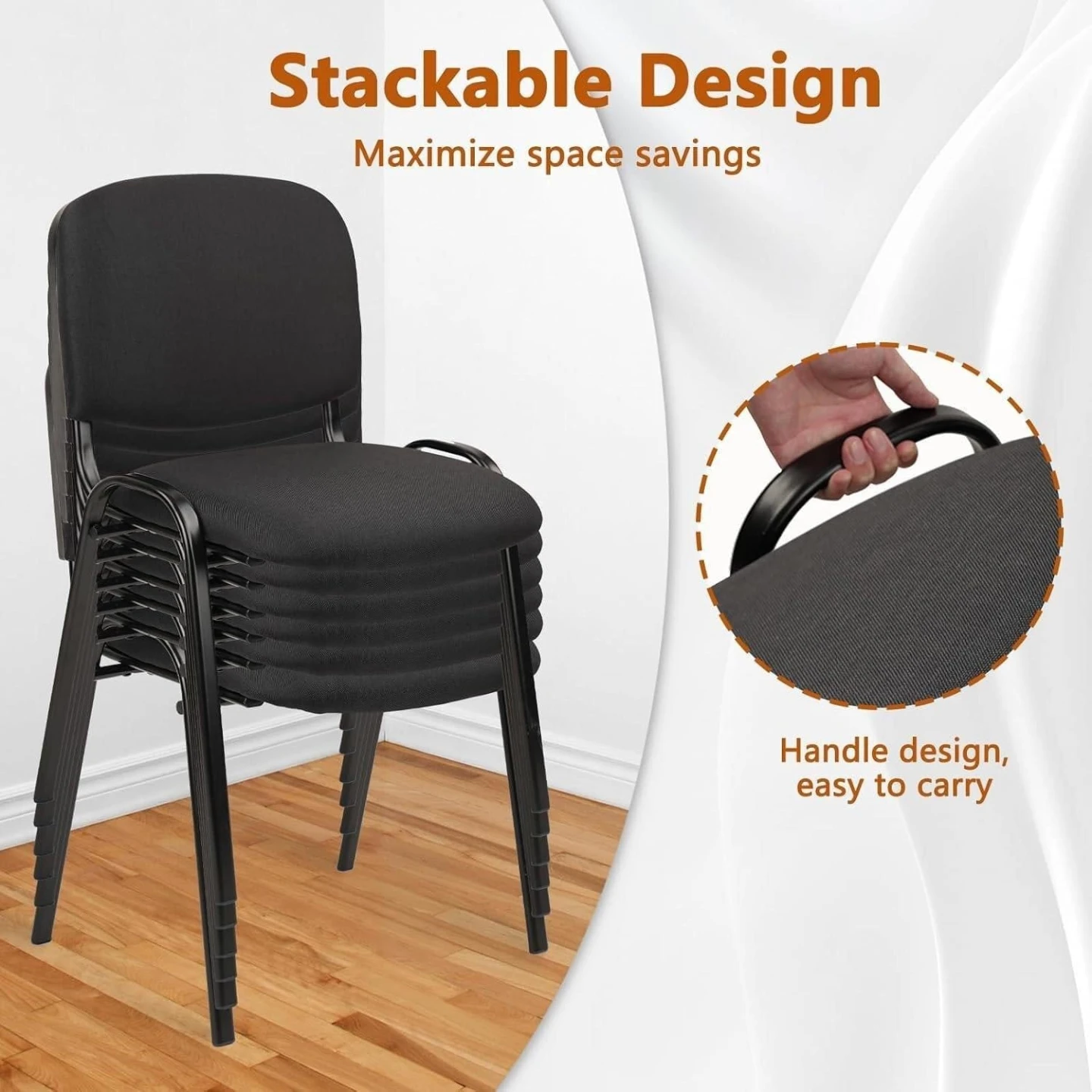 Stackable Black Office Chairs - photo 3