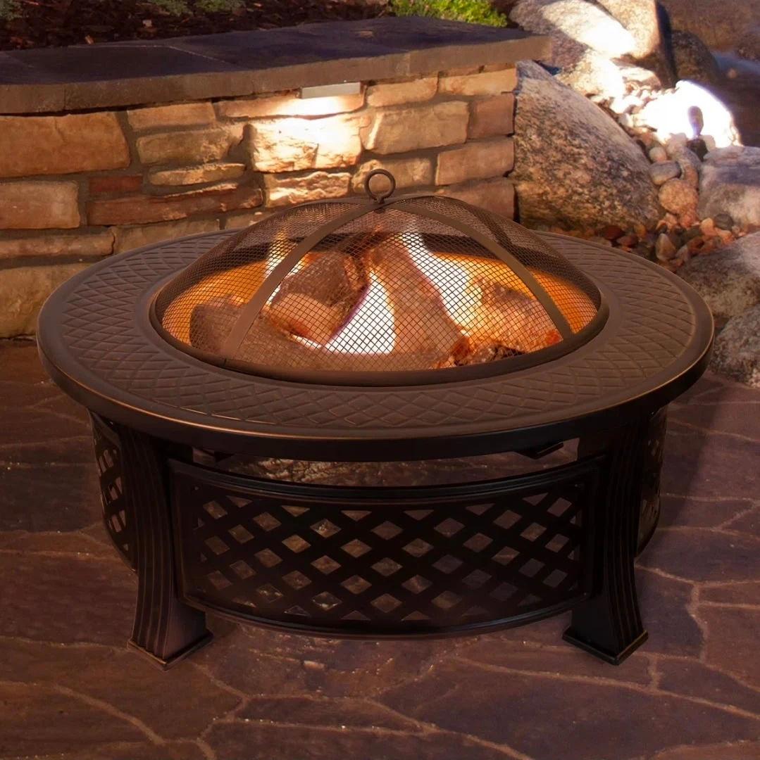Round Steel Fire Pit with Cover
