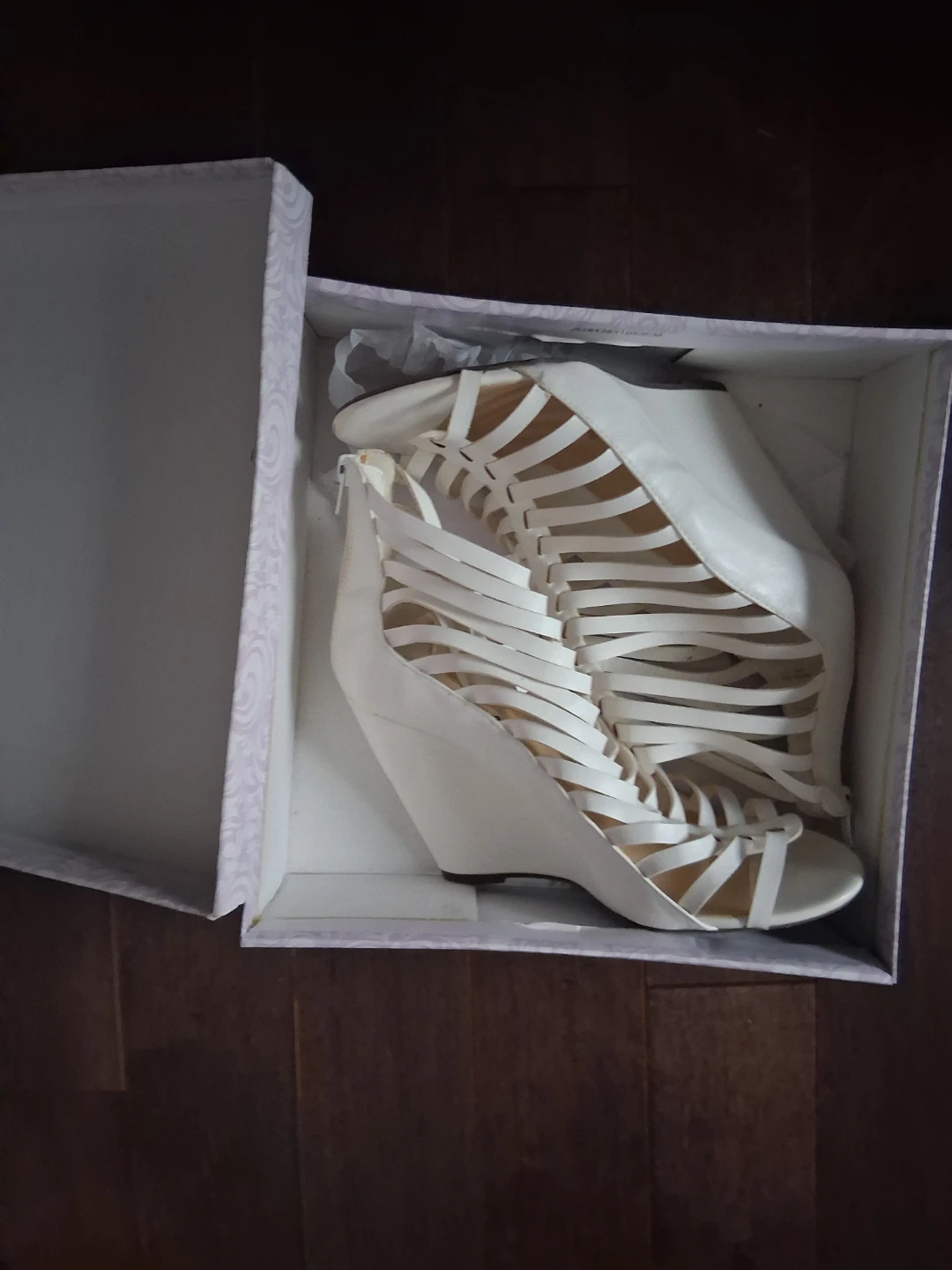 White Gladiator Wedge Sandals Size 10